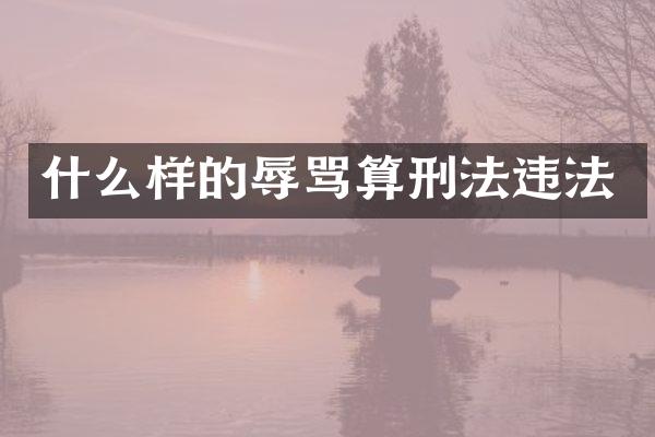 什么样的辱骂算刑法违法