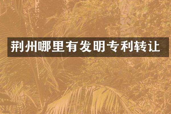 荆州哪里有发明专利转让