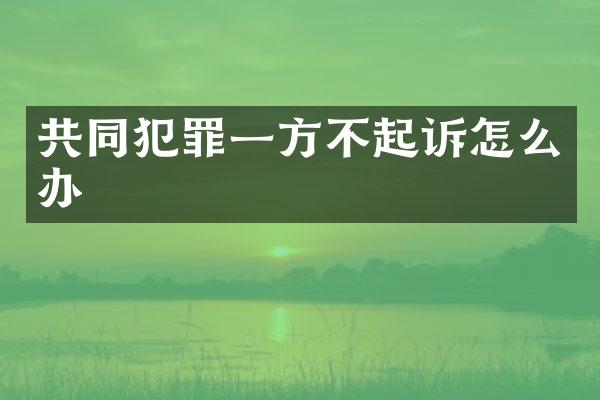 共同犯罪一方不起诉怎么办