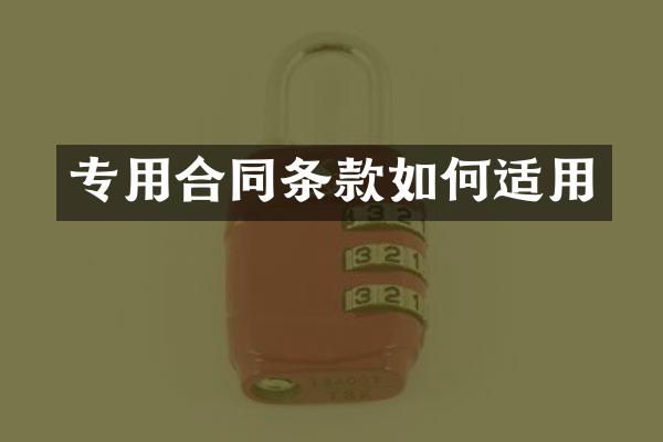 专用合同条款如何适用