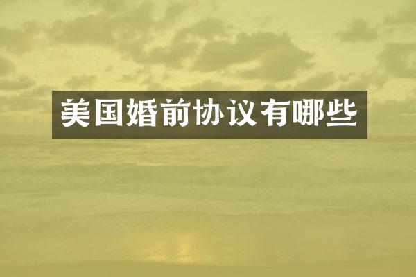 美国婚前协议有哪些