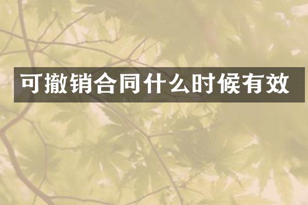 可撤销合同什么时候有效