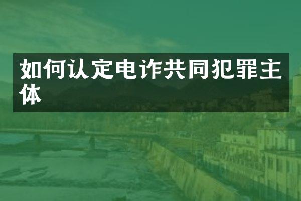 如何认定电诈共同犯罪主体