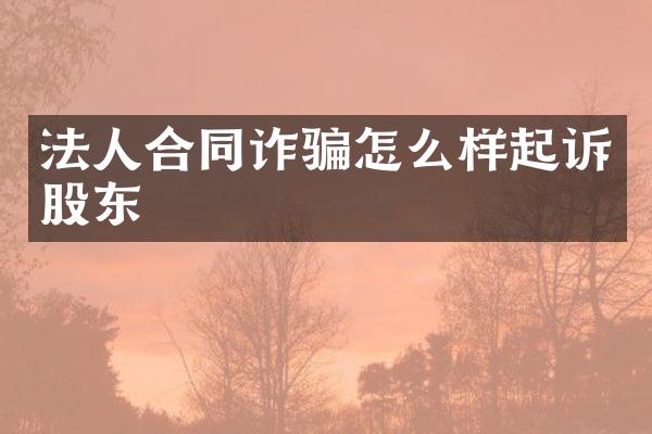 法人合同诈骗怎么样起诉股东