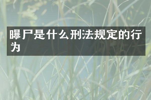 曝尸是什么刑法规定的行为