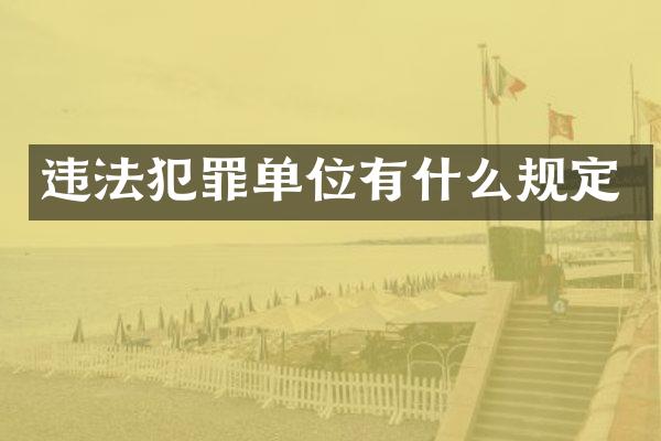 违法犯罪单位有什么规定