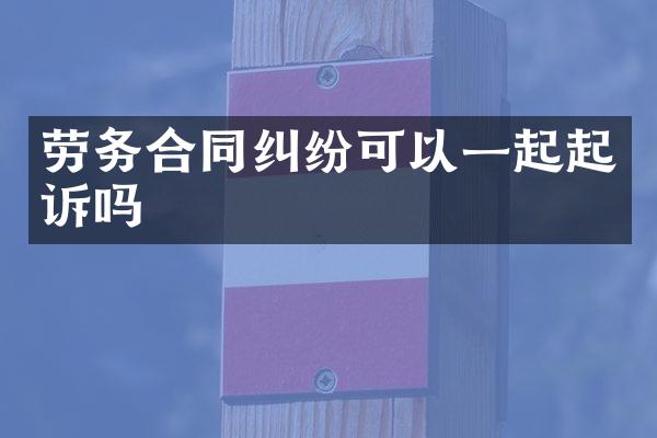 劳务合同纠纷可以一起起诉吗
