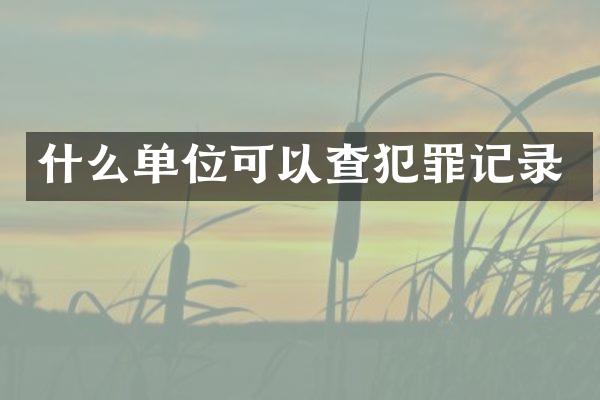什么单位可以查犯罪记录