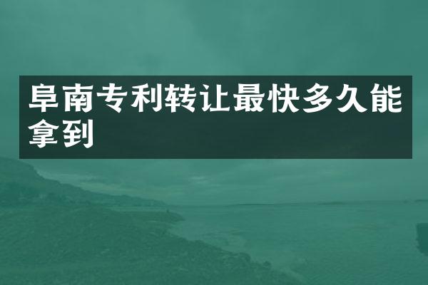 阜南专利转让最快多久能拿到