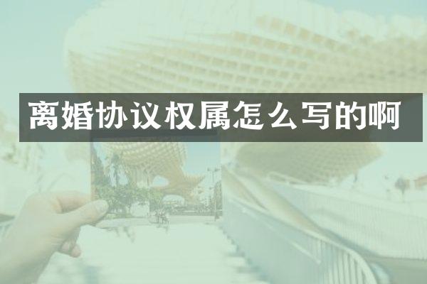 离婚协议权属怎么写的啊