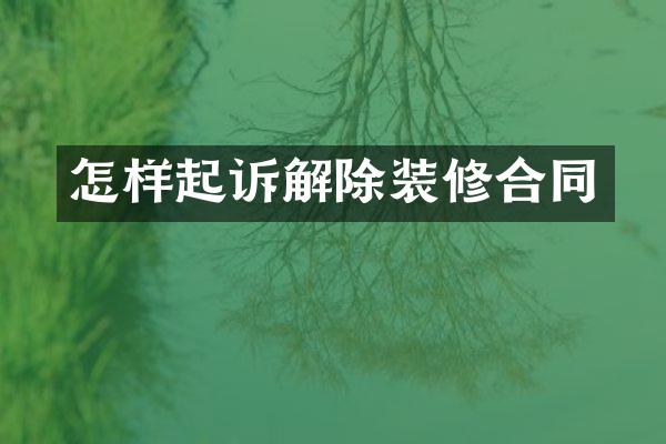 怎样起诉解除装修合同