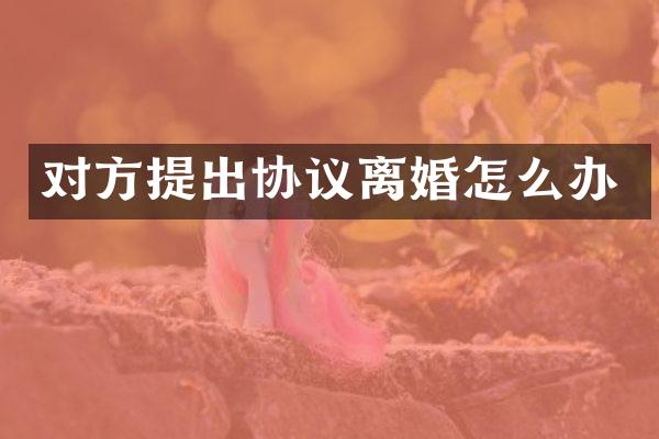对方提出协议离婚怎么办