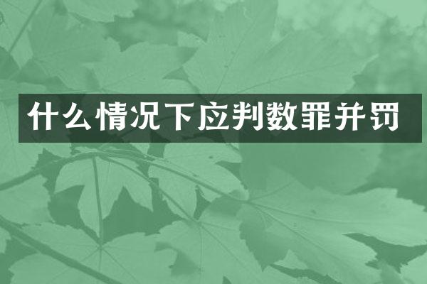 什么情况下应判数罪并罚