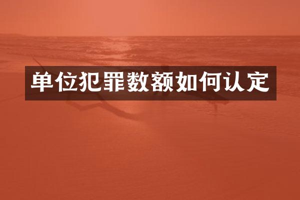 单位犯罪数额如何认定