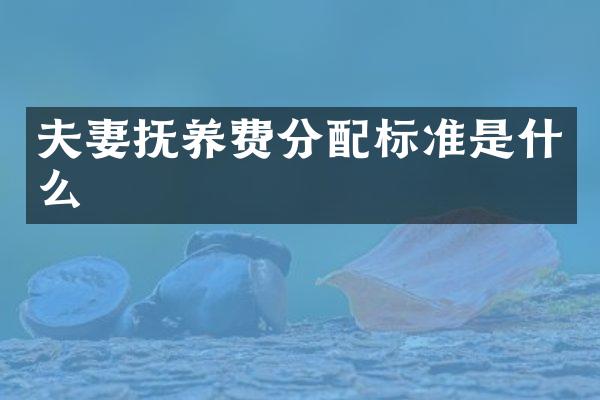 夫妻抚养费分配标准是什么
