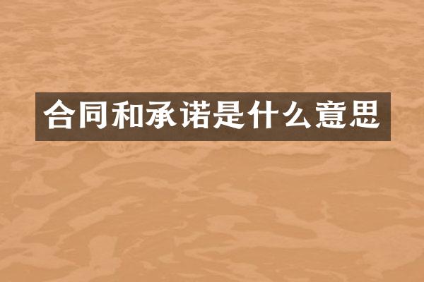 合同和承诺是什么意思