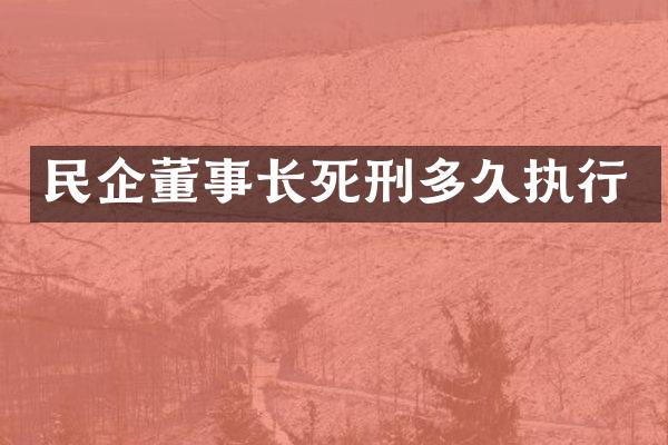 民企董事长死刑多久执行