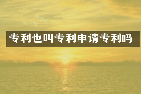 专利也叫专利申请专利吗