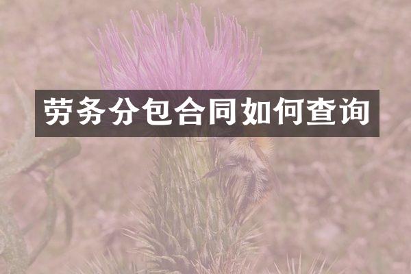 劳务分包合同如何查询