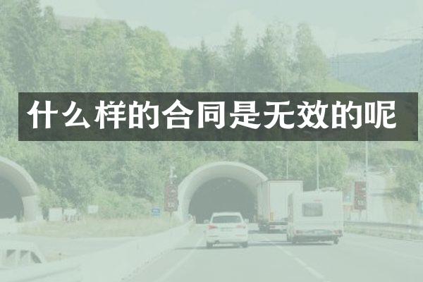 什么样的合同是无效的呢