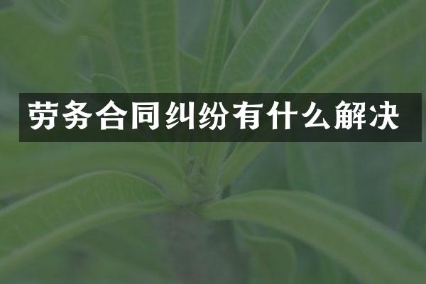 劳务合同纠纷有什么解决