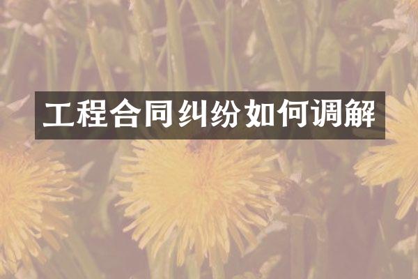 工程合同纠纷如何调解