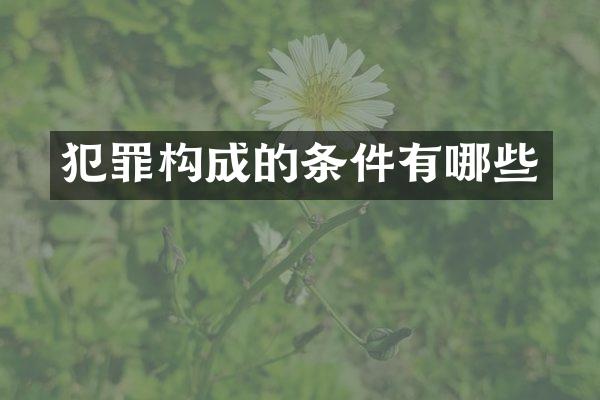 犯罪构成的条件有哪些
