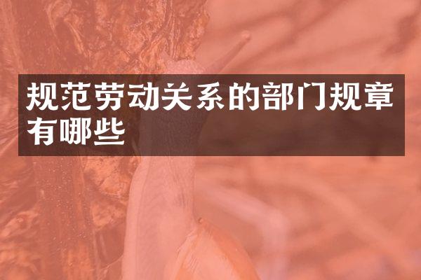 规范劳动关系的部门规章有哪些