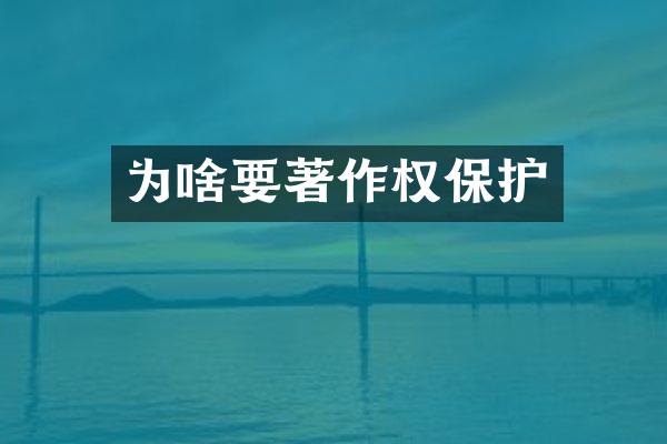 为啥要著作权保护