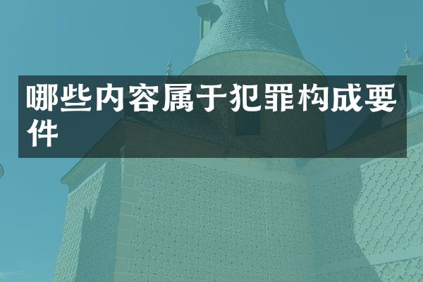 哪些内容属于犯罪构成要件