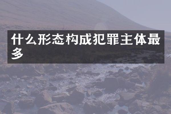 什么形态构成犯罪主体最多