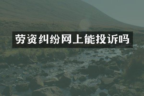 劳资纠纷网上能投诉吗