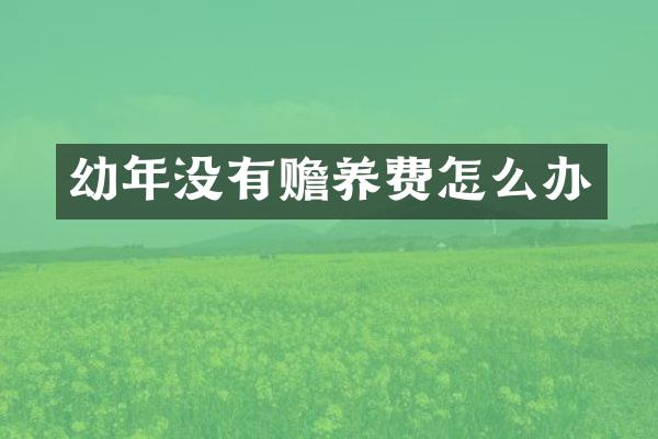 幼年没有赡养费怎么办