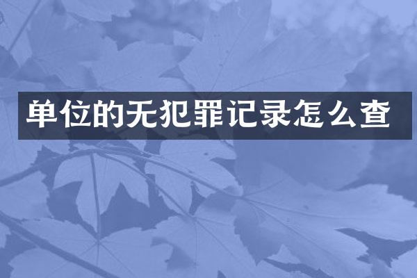 单位的无犯罪记录怎么查