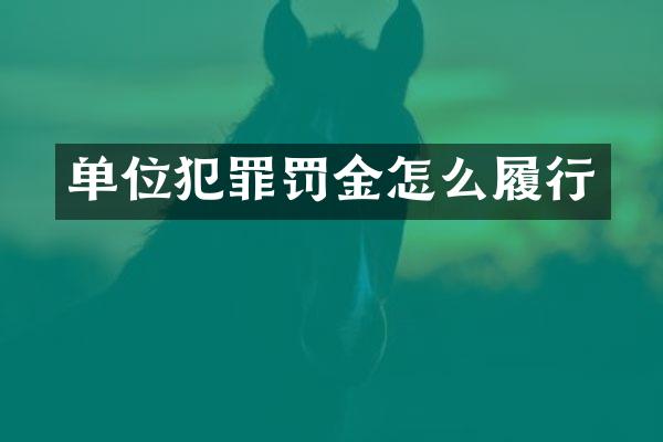 单位犯罪罚金怎么履行