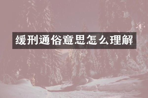 缓刑通俗意思怎么理解