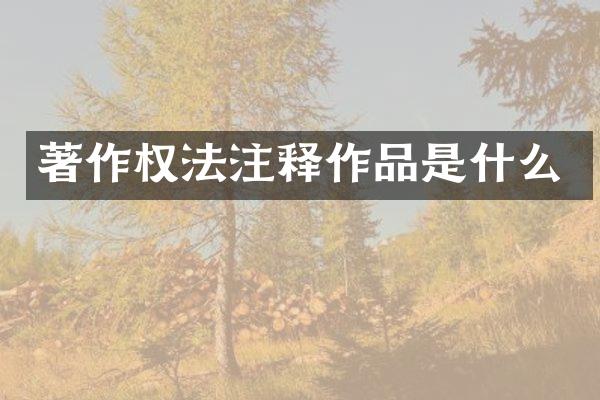 著作权法注释作品是什么