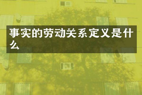 事实的劳动关系定义是什么