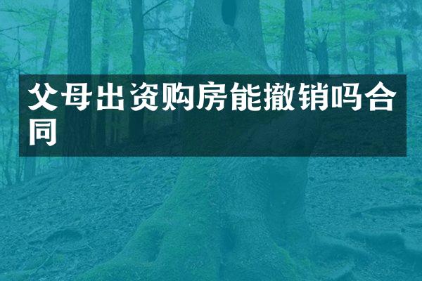 父母出资购房能撤销吗合同