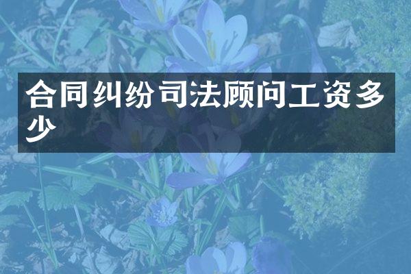 合同纠纷司法顾问工资多少