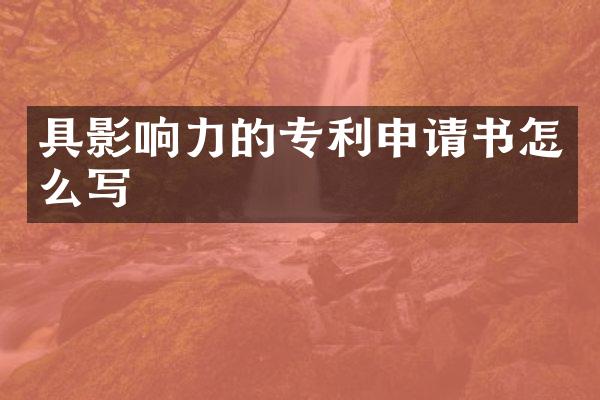 具影响力的专利申请书怎么写