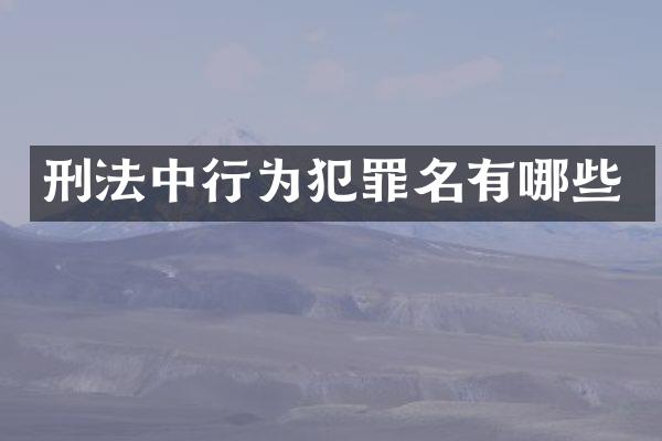 刑法中行为犯罪名有哪些