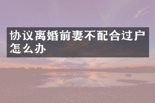 协议离婚前妻不配合过户怎么办