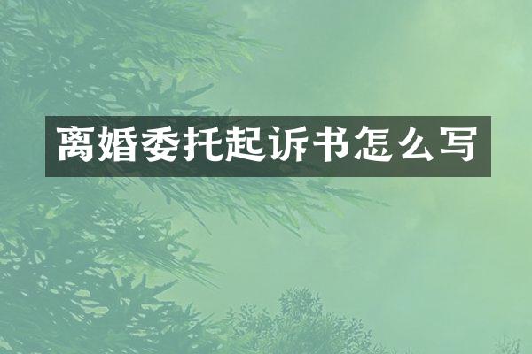 离婚委托起诉书怎么写