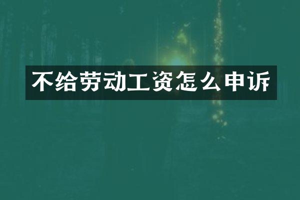 不给劳动工资怎么申诉
