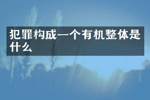 犯罪构成一个有机整体是什么