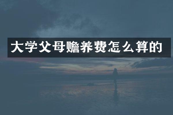 大学父母赡养费怎么算的