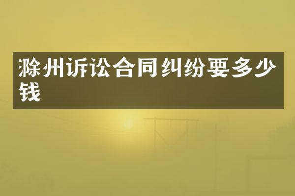 滁州诉讼合同纠纷要多少钱