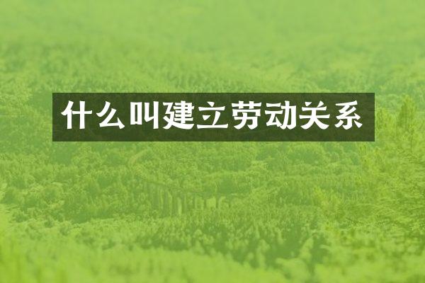 什么叫建立劳动关系