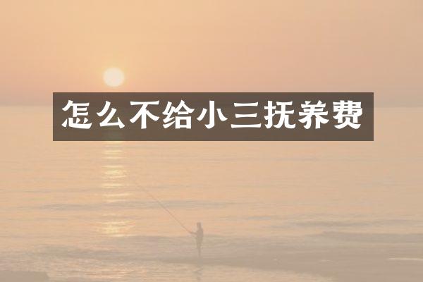 怎么不给抚养费